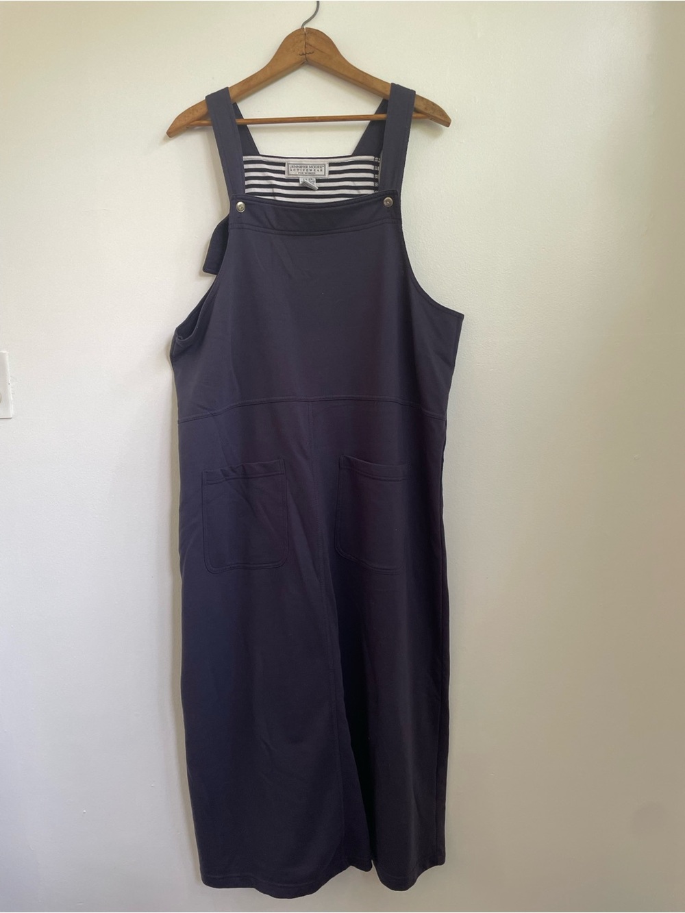 Comfy Cotton Knit Navy Maxi Overall Dress